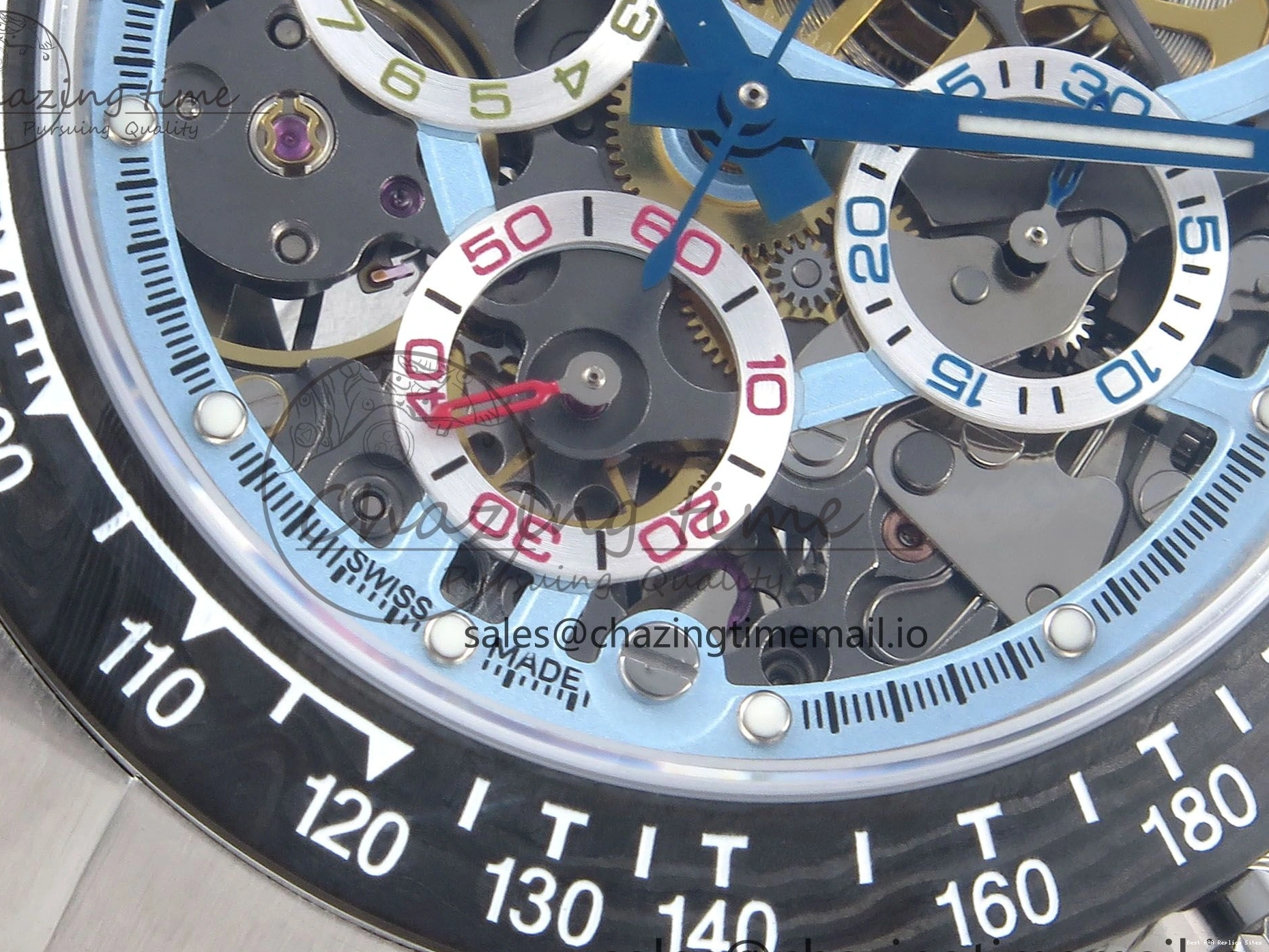 AAA Replica Watches Daytona Edition Bracelet Dial SS Carbon Best on Durable SS Skeleton Bezel DD 369 Artisans GETF 1229